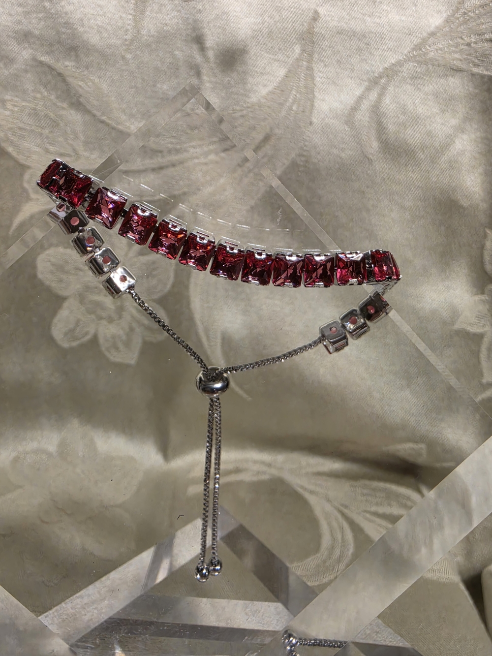 #1242 Swarovski Magenta Crystal Adjustable Tennis Bracelet